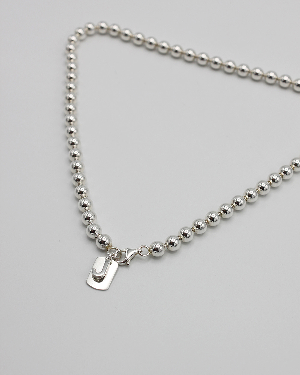 6MM BALL &amp; INITIAL PENDANT NECKLACE - SILVER