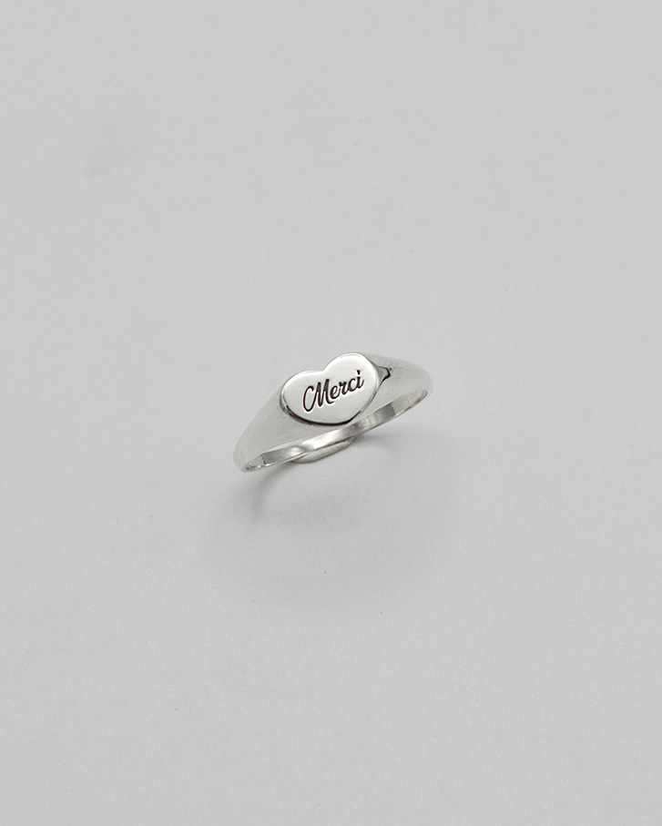 FLAT HEART LETTER RING - 925 SILVER